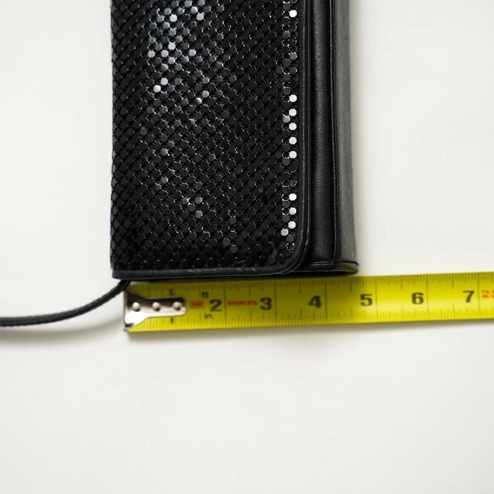 Vintage Whiting & Davis Black Leather And Chainmail Crossbody Bag